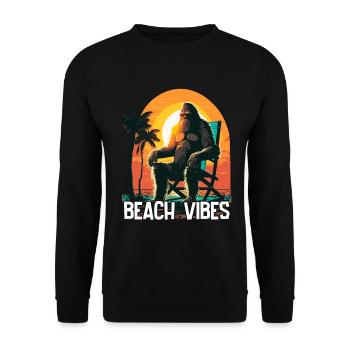 Urlaub Strand Vibes - Unisex Pullover - Schwarz - Vorne - Alina (178cm) & Michal (187cm)