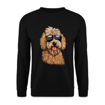Cool Goldendoodle Wearing Sunglasses - Unisex Sweatshirt - black - Front - Alina (178cm) & Michal (187cm)