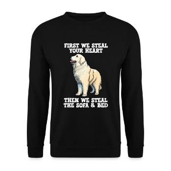 Great Pyrenees First We Steal Your Heart - Unisex Sweatshirt - black - Front - Alina (178cm) & Michal (187cm)