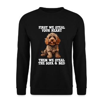 Cockapoo d’abord nous volons votre cœur - Sweat-shirt Unisexe - noir - Devant - Alina (178cm) & Michal (187cm)