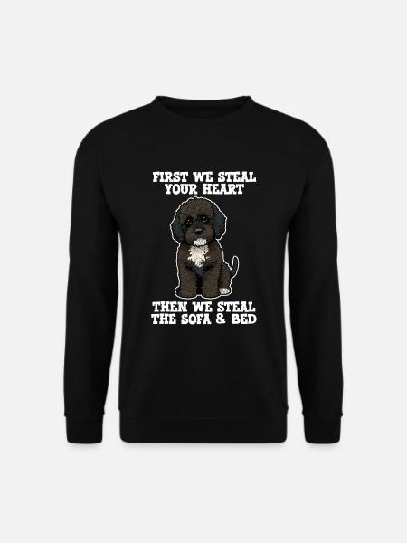 Portugiesischer Wasserhund zuerst stehlen wir dein Herz - Unisex Pullover - Schwarz