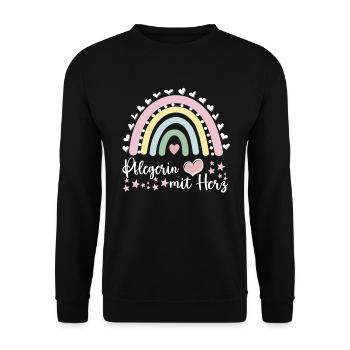 Pflegerin mit Herz Altenpflege Pflegeleben - Unisex Pullover - Schwarz - Vorne - Alina (178cm) & Michal (187cm)