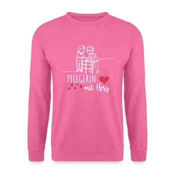 Pflegerin Mit Herz Altenpflege Pflegeleben - Unisex Pullover - Pink - Vorne
