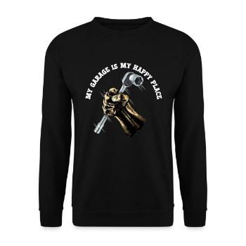 Mechanic My Garage Is My Happy Place - Unisex Sweatshirt - black - Front - Alina (178cm) & Michal (187cm)