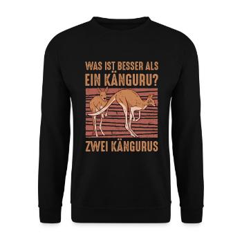 Was ist besser als ein Känguru? Zwei Kängurus - Unisex Pullover - Schwarz - Vorne - Alina (178cm) & Michal (187cm)