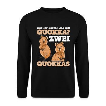 Was ist besser als ein Quokka? Zwei Quokkas - Unisex Pullover - Schwarz - Vorne - Alina (178cm) & Michal (187cm)