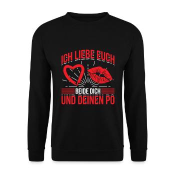 Ich Liebe Euch Beide Dich Und Deinen Po - Unisex Pullover - Schwarz - Vorne - Alina (178cm) & Michal (187cm)