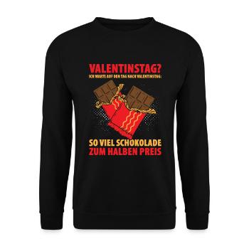 Valentinstag? Warte Auf Den Tag Nach Valentinstag - Unisex Pullover - Schwarz - Vorne - Alina (178cm) & Michal (187cm)