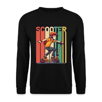 Scootering Boy Retro Vintage - Unisex Pullover - Schwarz - Vorne - Alina (178cm) & Michal (187cm)