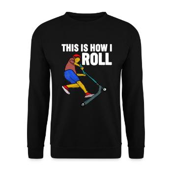 Rollerfahren So rolle ich - Unisex Pullover - Schwarz - Vorne - Alina (178cm) & Michal (187cm)