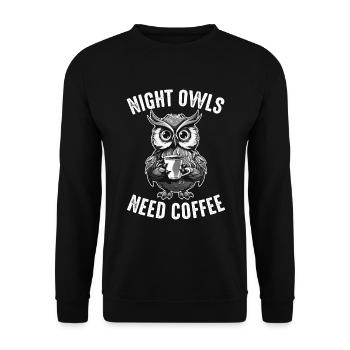 Les noctambules ont besoin de café - Sweat-shirt Unisexe - noir - Devant - Alina (178cm) & Michal (187cm)