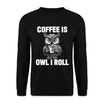Le café est un hibou que je roule - Sweat-shirt Unisexe - noir - Devant - Alina (178cm) & Michal (187cm)