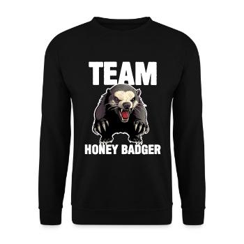 Team Honigdachs - Unisex Pullover - Schwarz - Vorne - Alina (178cm) & Michal (187cm)