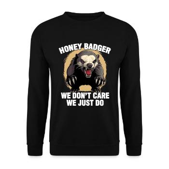 Honigdachs, es ist uns egal, wir tun es einfach - Unisex Pullover - Schwarz - Vorne - Alina (178cm) & Michal (187cm)