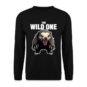 Honigdachs Der Wilde - Unisex Pullover - Schwarz - Vorne - Alina (178cm) & Michal (187cm)
