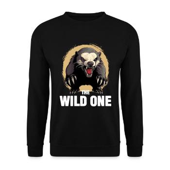 Honigdachs Der Wilde - Unisex Pullover - Schwarz - Vorne - Alina (178cm) & Michal (187cm)