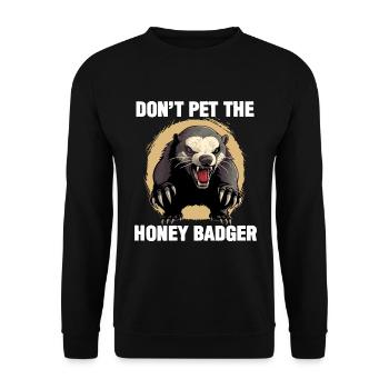 Honigdachs Streicheln Sie nicht den Honigdachs - Unisex Pullover - Schwarz - Vorne - Alina (178cm) & Michal (187cm)