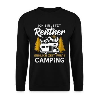 Wohnmobil Rentner endlich Zeit für Camping - Unisex Pullover - Schwarz - Vorne - Alina (178cm) & Michal (187cm)