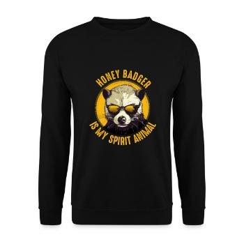 Honigdachs ist mein Krafttier - Unisex Pullover - Schwarz - Vorne - Alina (178cm) & Michal (187cm)