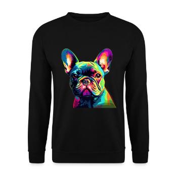 Bouledogue Français Coloré - Sweat-shirt Unisexe - noir - Devant - Alina (178cm) & Michal (187cm)