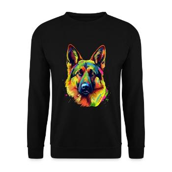 German Shepherd Dog Colorful - Unisex Sweatshirt - black - Front - Alina (178cm) & Michal (187cm)