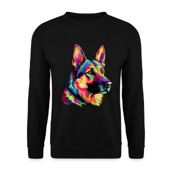 German Shepherd Dog Colorful - Unisex Sweatshirt - black - Front - Alina (178cm) & Michal (187cm)