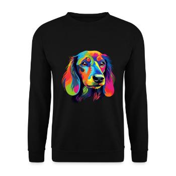 Dackelhund Hund Bunt - Unisex Pullover - Schwarz - Vorne - Alina (178cm) & Michal (187cm)