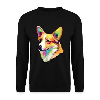 Corgi Chien Coloré - Sweat-shirt Unisexe - noir - Devant - Alina (178cm) & Michal (187cm)