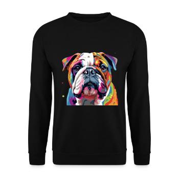 Englische Bulldogge Bunt - Unisex Pullover - Schwarz - Vorne - Alina (178cm) & Michal (187cm)