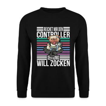 Reichet mir den Controller König Gaming Zocken - Unisex Pullover - Schwarz - Vorne - Alina (178cm) & Michal (187cm)