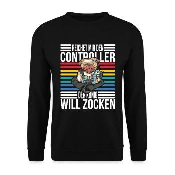 Reichet mir den Controller König Gaming Zocken - Unisex Pullover - Schwarz - Vorne - Alina (178cm) & Michal (187cm)