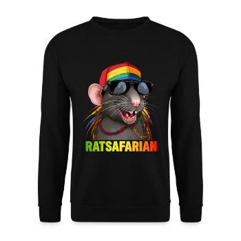 Coole Rasta-Ratte Bunt - Unisex Pullover - Schwarz - Vorne - Alina (178cm) & Michal (187cm)