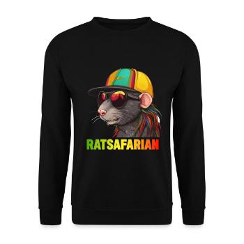 Coole Rasta-Ratte Bunt - Unisex Pullover - Schwarz - Vorne - Alina (178cm) & Michal (187cm)