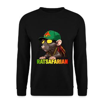 Coole Rasta-Ratte Bunt - Unisex Pullover - Schwarz - Vorne - Alina (178cm) & Michal (187cm)