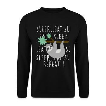 Mouton Paresseux amour fatigue homme femme - Sweat-shirt Unisexe - noir - Devant - Alina (178cm) & Michal (187cm)