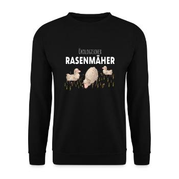 Ökologisch Gärtnern Schäfer Schaf Landwirt - Unisex Pullover - Schwarz - Vorne - Alina (178cm) & Michal (187cm)
