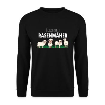 Ökologisch Gärtnern Rasenmäher Schaf Landwirt - Unisex Pullover - Schwarz - Vorne - Alina (178cm) & Michal (187cm)
