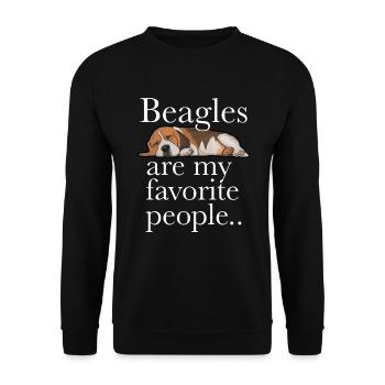 Beagle Hund Beagles sind meine Lieblingsmenschen - Unisex Pullover - Schwarz - Vorne - Alina (178cm) & Michal (187cm)