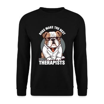 Hunde sind die besten Therapeuten - Unisex Pullover - Schwarz - Vorne - Alina (178cm) & Michal (187cm)