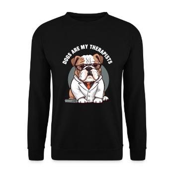 Hundetherapeut Hunde sind meine Therapeuten - Unisex Pullover - Schwarz - Vorne - Alina (178cm) & Michal (187cm)