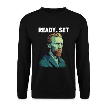 Fertiges Set Gogh - Unisex Pullover - Schwarz - Vorne - Alina (178cm) & Michal (187cm)