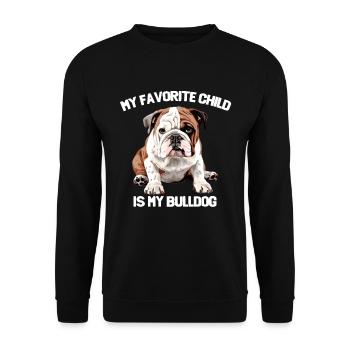 Englische Bulldogge Mein Lieblingskind ist meine Bulldogge - Unisex Pullover - Schwarz - Vorne - Alina (178cm) & Michal (187cm)