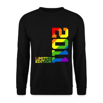 LGBTQ 2011 REGENBOGEN QUEER 14. GEBURTSTAG PRIDE - Unisex Pullover - Schwarz - Vorne - Alina (178cm) & Michal (187cm)