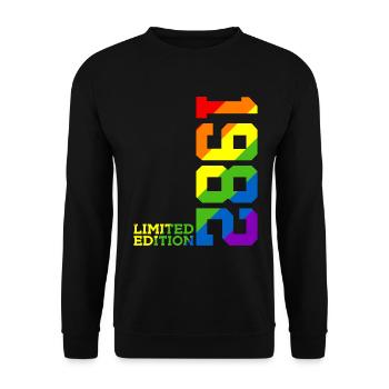 LGBTQ 1982 REGENBOGEN QUEER 44. GEBURTSTAG PRIDE - Unisex Pullover - Schwarz - Vorne - Alina (178cm) & Michal (187cm)