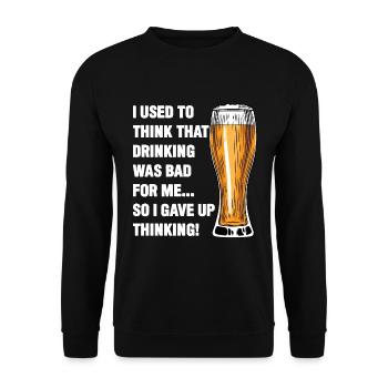Bier Ich dachte früher, Trinken sei schlecht für mich - Unisex Pullover - Schwarz - Vorne - Alina (178cm) & Michal (187cm)