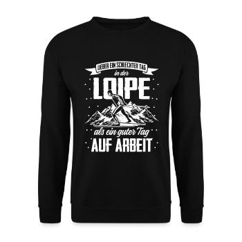 Lieber Ein Schlechter Tag In Der Loipe Als Tag Auf - Unisex Pullover - Schwarz - Vorne - Alina (178cm) & Michal (187cm)