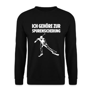 Ich Gehöre Zur Spurensicherung Skilangläufer Skate - Unisex Pullover - Schwarz - Vorne - Alina (178cm) & Michal (187cm)