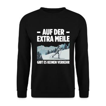 Auf Der Extra Meile Gibt Es Keinen Verkehr Skilang - Unisex Pullover - Schwarz - Vorne - Alina (178cm) & Michal (187cm)