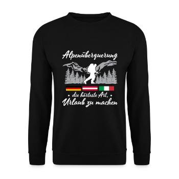 Alpenüberquerung Für Alpenüberquerer Wanderin Wand - Unisex Pullover - Schwarz - Vorne - Alina (178cm) & Michal (187cm)