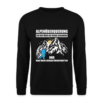 Alpenüberquerung Für Alpenüberquerer Wanderin Wand - Unisex Pullover - Schwarz - Vorne - Alina (178cm) & Michal (187cm)